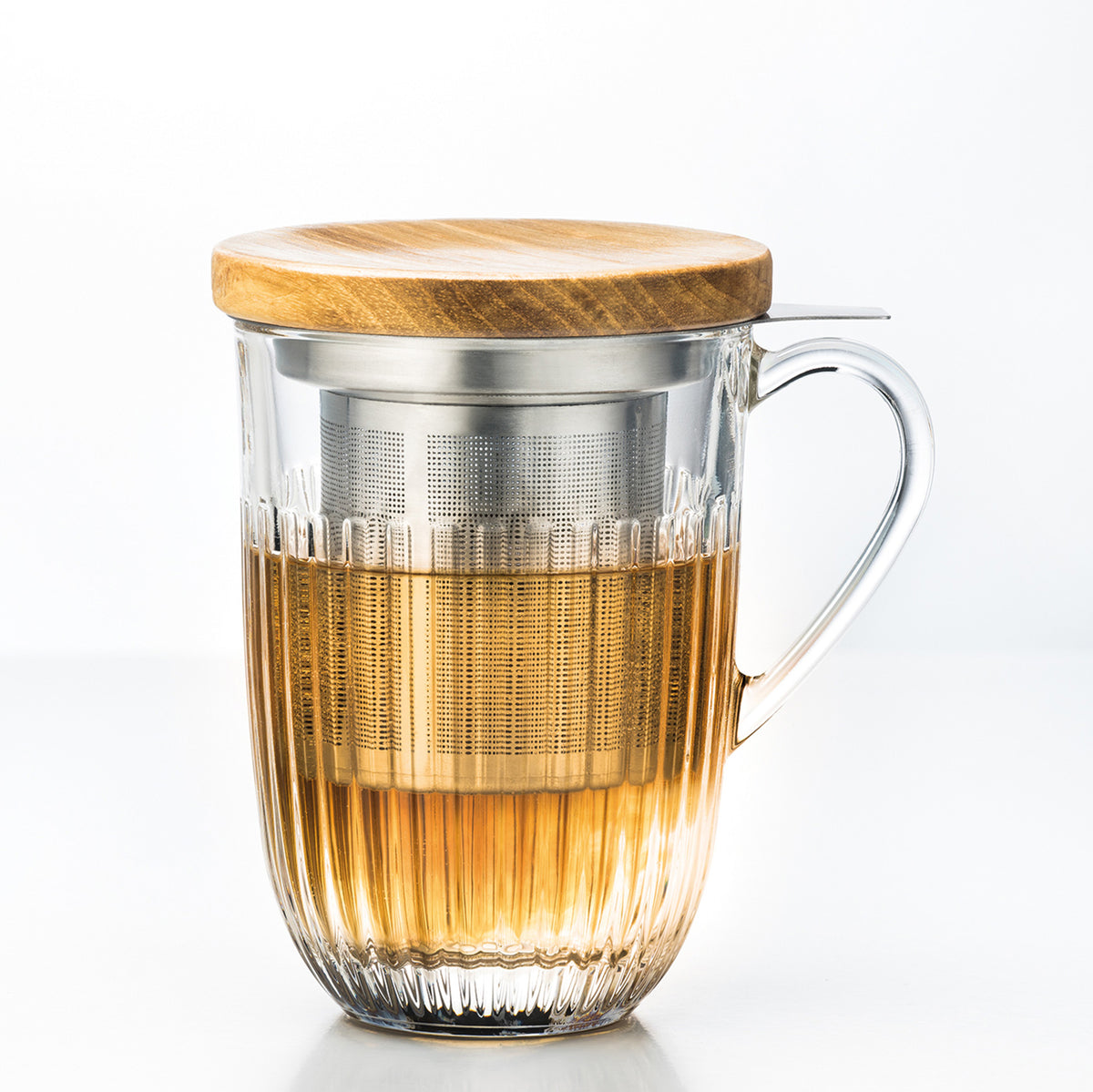 Glass Tumbler Travel Mug with Infuser & Bamboo Lid
