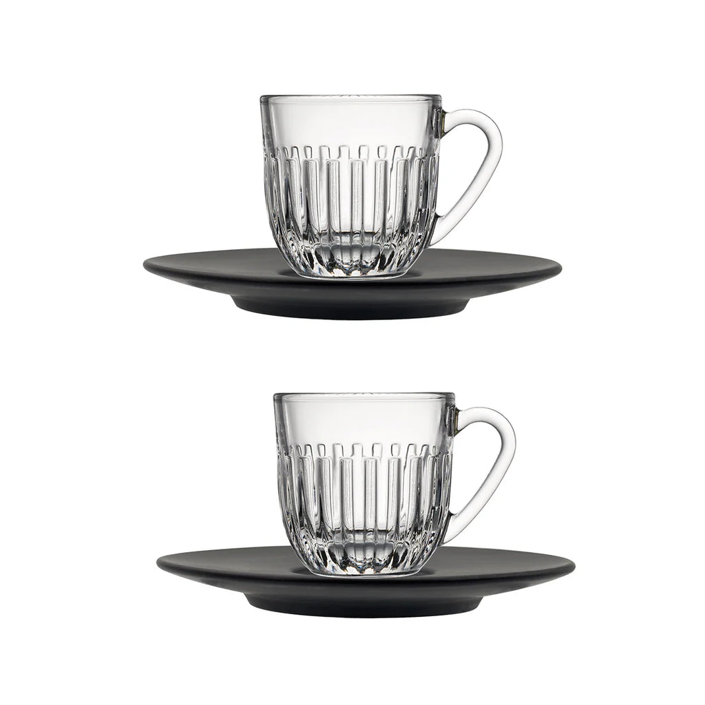 Ouessant Espresso Cups & Anthracite Saucers, Set of 2 | French