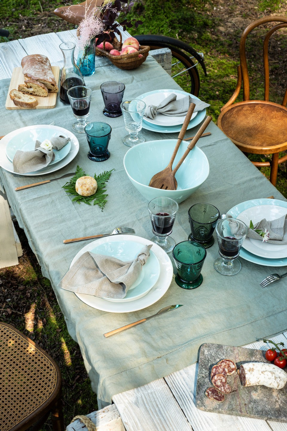 Bee Ceramic Dessert Plate Set- 4 Bleu